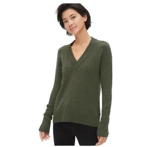 Gap Cozy Boucle V Neck Sweater Dark Green size XS
